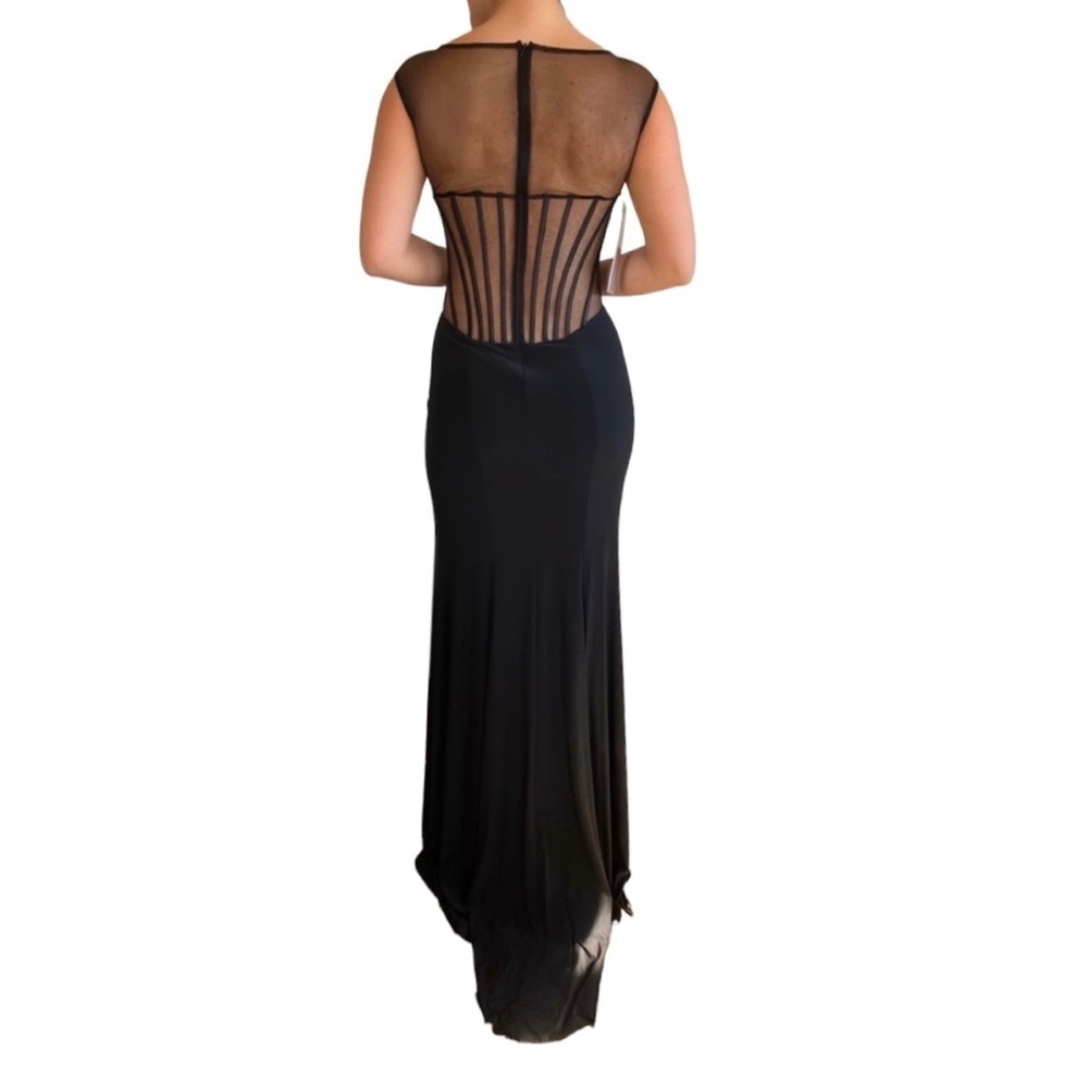 Jovani Stunning Black Sheer Corseted Gown - Picture 2 of 4